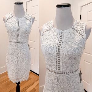 Lulus white dream life short lace fitted wedding shower bridal rehearsal dress